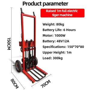 Truk dorongan tangan roda dua elektrik yang dapat disesuaikan dengan pengangkat hidrolik <span class=keywords><strong>Platform</strong></span> pengangkat beban roda besar untuk penggunaan di gudang oleh Tiger - Product Image 2