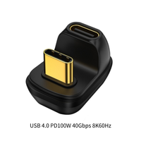 Adaptor USB C 180 derajat berbentuk U dengan konektor adaptor kecepatan tinggi Transfer Data 40Gbps