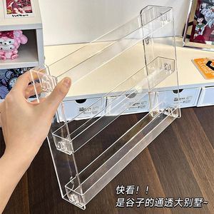 Acrylic Badge Wall Mount Multi Tiered Display <b>Shelf</b> For Shikishi Storage <b>Desktop</b> Organizer With Clear Compartments - Product Image 5