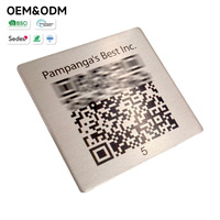 Placa de Identificación con Código QR de Acero Inoxidable Cepillado Personalizada, Código QR Impreso OEM, Número de Serie