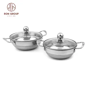 16cm/18cm single pots set with glass cover furnace frame SS201 cookware kitchen hot pot