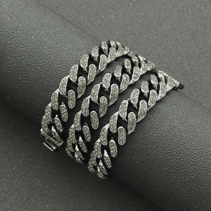 Hiphop Geometric Punk Street Dance Style Alloy Charm Cuban Chain Men's Cool Crystal Rhinestone <b>Silver</b> Plated <b>Bracelet</b> Fashion - Product Image 5