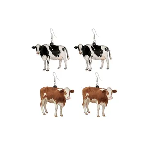 Offre Spéciale boucles d'oreilles en acrylique, bijoux drôles, personnalisé, Animal vache