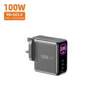 Adaptateur de charge prise EU 4 ports 3C1A avec écran TFT certifié CE 100W GaN Power Delivery PD 3.1 chargeur de voiture pour LG