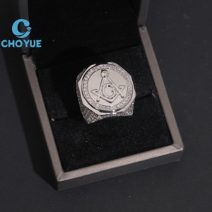 Hot Sale 925 Sterling SilverAG Masonic Moissanite Rings Mens Iced Out Moissanite HipHop Pass Diamond Test in Stock GRA - Product Image 3