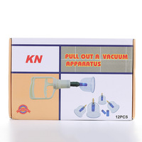 Kit de ventouses pour thérapie par ventouses, 12 ventouses épaissies, fonction musicale, soulagement des douleurs dorsales, manuel en chinois et en anglais, modèle à pompe manuelle
