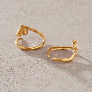 Bague géométrique chic en zircon pour femme, plaquée or 18 carats PVD, en acier inoxydable, étanche, bijoux fantaisie, cadeau - Product Image 5