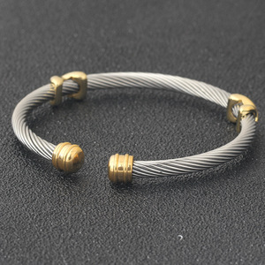 Bracelet en câble d'acier inoxydable bicolore de 8 mm en forme de croix pour femme, bijoux cadeau - Product Image 2