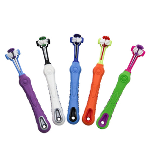 <span class=keywords><strong>Amazon</strong></span> Hot Sale mascot dog toothbrush three in the mouth tooth head scrub brush cleaners - Product Image 2