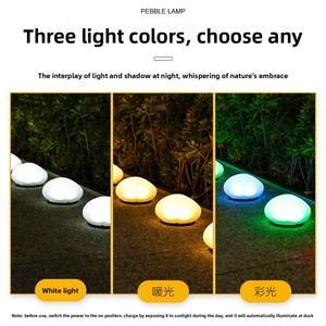 Lampe solaire LED extérieure étanche en forme de galet et de pierre pour jardin, pelouse et allée, certifiée RoHS, à commande manuelle - Product Image 2