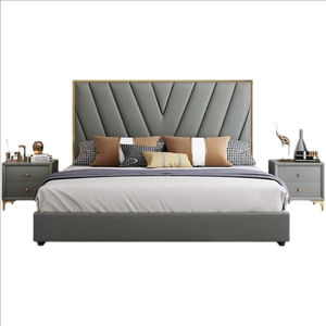 2024 maison de luxe moderne gain de place reine et <span class=keywords><strong>king</strong></span> size cadres en bois ensemble de meubles de chambre lit en cuir à bon prix - Product Image 6