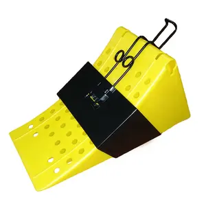 Loquet de roue en plastique HDPE, vintage, jaune, haut, avec support