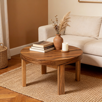 Table basse en bois massif rustique avec pieds ronds en bouleau pour salon salle à manger
