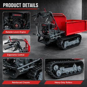 Mini-dumper à chenilles robuste Euro 5, à essence, avec chenilles en caoutchouc, pour vergers, jardins et travaux de construction - Product Image 3