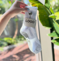 Chaussettes personnalisées par le fabricant, chaussettes antidérapantes pour le Pilates, chaussettes de sport extensibles en coton blanc