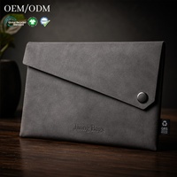 Dompet Gadget Asimetris Diagonal dari Bahan Microfiber Daur Ulang GRS Warna Charcoal dengan Kancing Tekan, Kantong Penyimpanan Ramah Lingkungan, Logo Dapat Disesuaikan