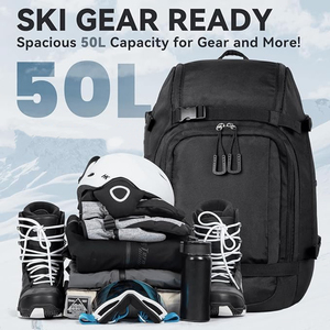 Sac à dos pour chaussures <span class=keywords><strong>de</strong></span> ski, sac <span class=keywords><strong>de</strong></span> ski rembourré <span class=keywords><strong>de</strong></span> 50 L et sac pour bottes <span class=keywords><strong>de</strong></span> snowboard avec trous <span class=keywords><strong>de</strong></span> drainage, sac <span class=keywords><strong>de</strong></span> voyage pour ski grande capacité résistant à l'eau - Product Image 2