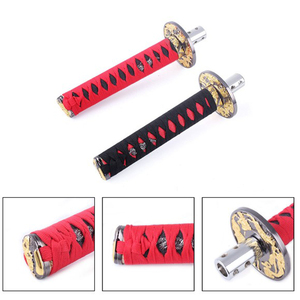 Pomo de Palanca de Cambios Extra Largo Estilo Katana Samurai, Empuñadura de Espada Tejida Negra y Roja, Cabeza de Palanca de Cambios Manual Estilo JDM para Modificación de Coches - Product Image 2