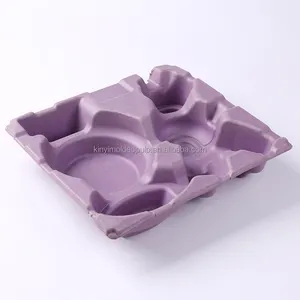 C OEM/ODM design wet pressing color biodegradable sugarcane bagasse pulp molded packaging tray insert