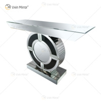 Offre Spéciale noir écrasé diamant miroir Console Table moderne de luxe décor à la maison pour salon et hôtel pour entrée de couloir