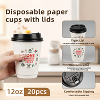 Gobelets à Café en Papier Jetables et Personnalisables 8oz 12oz 16oz 20oz, Artisanaux et à Emporter