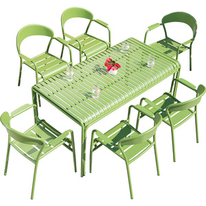 Mesa y Sillas de Aluminio para Exteriores, Estilo Nórdico, para Patio, Jardín, Cafetería al Aire Libre, Minimalistas, Impermeables y Resistentes al Sol - Product Image 6