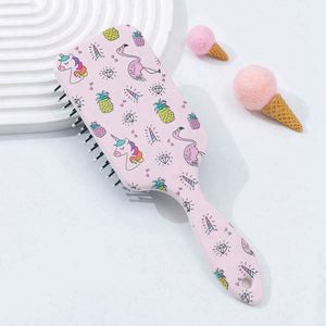 Cute Women Anti-Static Plastic Paddle <b>Brush</b> with Steel Handle Nylon Bristles <b>Scalp</b> Massage Curly Wig Detangling - Product Image 4