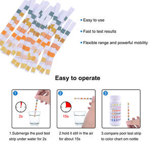 Bandelettes de <span class=keywords><strong>test</strong></span> d'eau multi-paramètres 6-en-1 : chlore total, pH, alcalinité, <span class=keywords><strong>acide</strong></span> <span class=keywords><strong>cyanurique</strong></span>, dureté – 50 bandelettes par flacon - Product Image 5