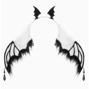 Serre-tête pour femme pour fête d'Halloween, accessoire de cheveux avec ailes de chauve-souris et plumes, noir, rouge, bleu, gris - Product Image 4