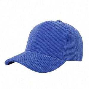 Gorras de Pana Negra Personalizadas al por Mayor de Fábrica, Gorra de Béisbol de Pana de 6 Paneles con Logotipo Bordado - Product Image 1