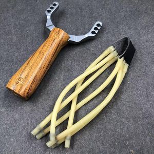 Slingshot en bois grainé avec bandes élastiques, jouet d'extérieur, design durable pour la pratique de la chasse - Product Image 4