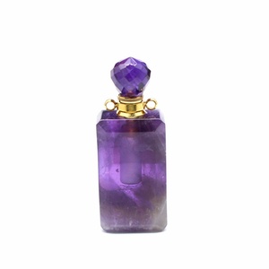Botella de Perfume de Cristal Natural Pulido a Mano de Alta Calidad al por Mayor, Amatista y Cuarzo Rosa para Mujer, Decoración y Regalo - Product Image 5