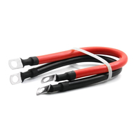 Câble de batterie personnalisé 4AWG en cuivre pur avec cosses annulaires pour batteries au lithium et onduleurs, assemblage de câbles de raccordement isolés en PVC rouge/noir