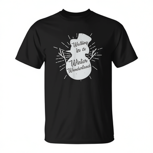T-shirt de Noël « Walking In A Winter Wonderland » noir unisexe pour adulte, col rond, manches courtes, promotionnel - Product Image 3
