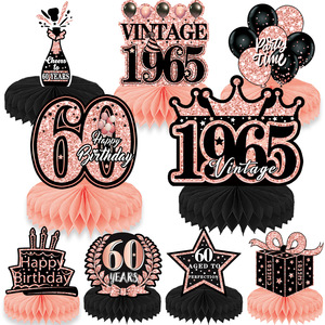 Nuova decorazione in oro rosa 60 anni donna a nido d'ape tavolo decorazione Desktop festa di compleanno - Product Image 1