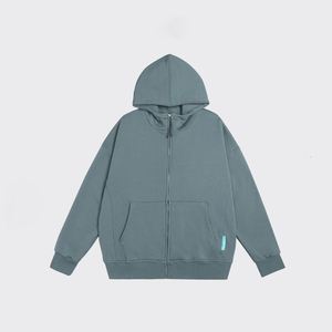 Venta al por mayor para hombre 350gsm algodón liso Zip up Hoodie logotipo personalizado de gran tamaño en blanco de peso pesado Zip up Hoodies - Product Image 5