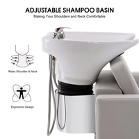 Fauteuil de lavage de cheveux pour salon avec bac en céramique réglable et inclinable, pour lavage en position allongée