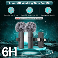 Microphone Lavalier Sans Fil Double 3-en-1 pour iPhone, Android, Appareil Photo, Diffusion en Direct, YouTube, TikTok, Enregistrement d'Interviews