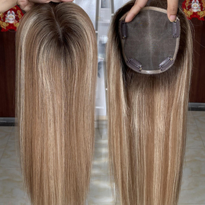 Prêt à Expédier 5x5 Mono Topper Européen Morceau de Cheveux Humains Topper Balayage Droite Toupet de Cheveux Humains pour les Femmes - Product Image 1
