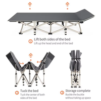 Lit d'appoint pliable et extensible moderne en acier léger et portable pour bureau, hôtel, chambre, extérieur, voyage, camping