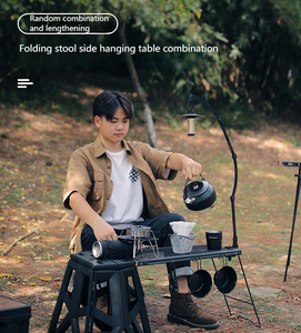 CZFIT Outdoor Multifunctional Waterproof Breathable Folding <b>Table</b> Grid Mesh Pattern Stool Side-Hanging Portable Camping Picnic - Product Image 6