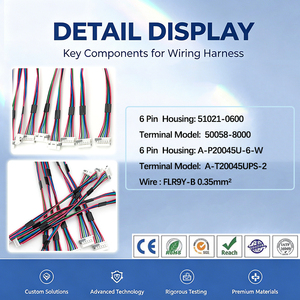 Faisceau de câblage LED personnalisé pour affichage tête haute (HUD) FLR9Y-B 0,35 mm² avec boîtier 51021-0600 et borne 50058-8000 pour projets d'usine automobile - Product Image 2