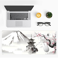 Tapis de souris de jeu personnalisable en caoutchouc, motif fleur d'anime, cerisier japonais, grand format, résistant à l'eau, bords cousus, logo personnalisé