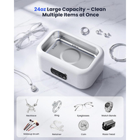 Household Multifunctional High Frequency Vibration Jewelry Cleaner Machine Ultrasonic Retainer Cleaner with 3 Cleaning Modes