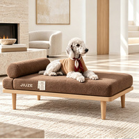 Lit orthopédique pour animaux de compagnie personnalisé, moderne, écologique, 100% coton et bois, respirant, avec coussin pour animaux âgés, utilisable toute l'année