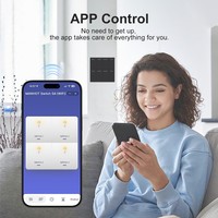 Interrupteur intelligent WiFi MANHOT DIY avec panneau en verre, 1/2/3/4/6/8 boutons, réglage de la couleur de la lumière, compatible Smart Life, Alexa, Google Home