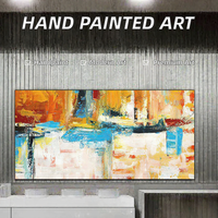 Peinture à l'huile abstraite peinte à la main sur toile, art mural texturé impasto moderne, cadre doré décoratif pour salon, bureau