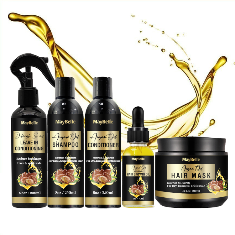 Collection de cheveux bouclés de marque privée Shampooing capillaire Kit d'huile de croissance à la biotine Ensemble de soins capillaires réparateurs pour le contrôle des frisottis