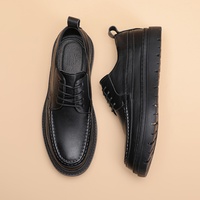 Chaussures décontractées pour hommes en cuir noir à lacets, imperméables, respirantes, brodées, confortables, à semelle épaisse, tendance pour l'automne