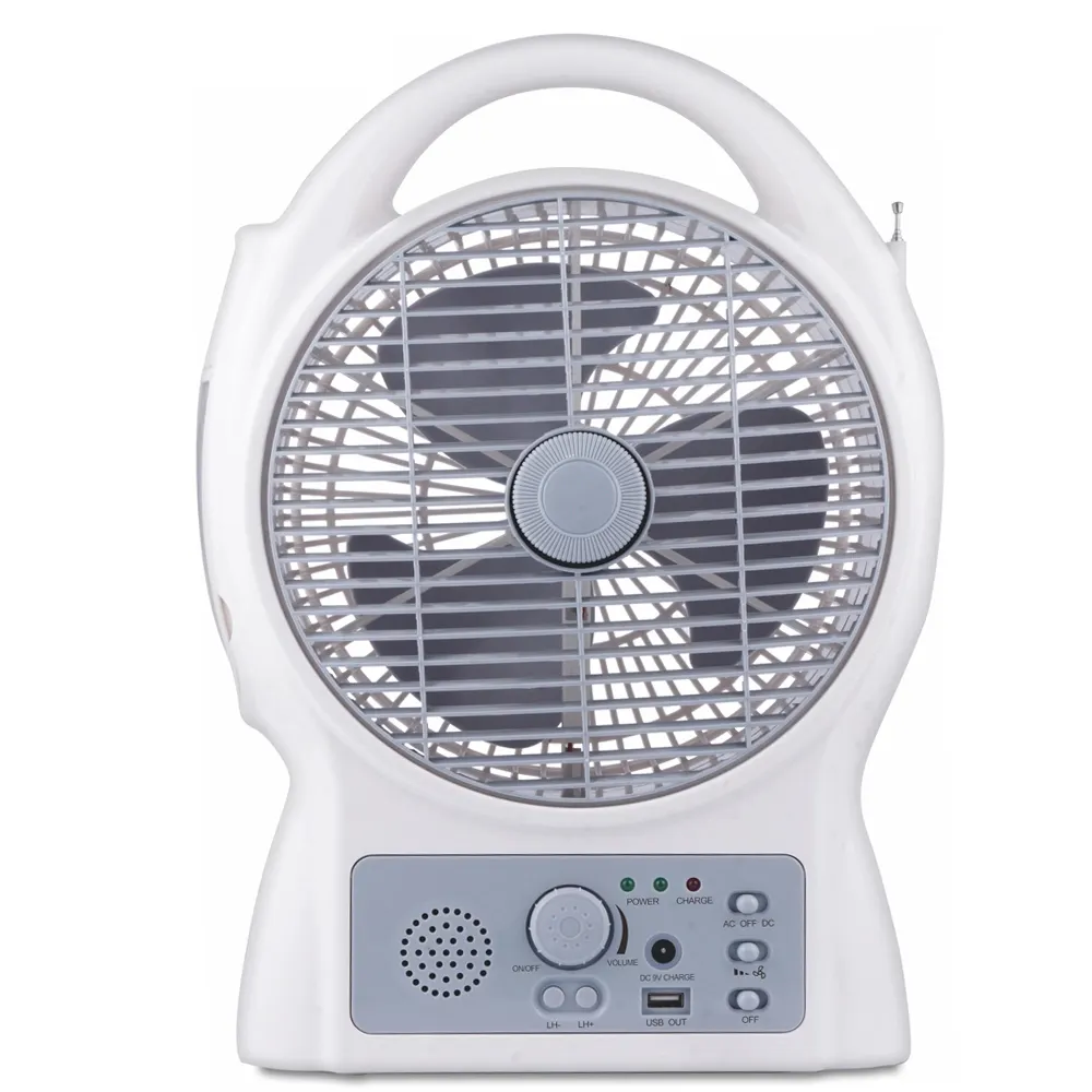 8 inch Emergency solar rechargeable fan with light USB and table fans Solar panel Charger for Household Camping